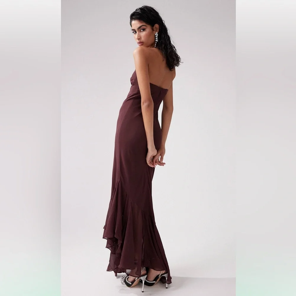 🔥NWT🔥 ASOS Corset Dress w Ruffle Asymmetrical Hem - Picture 9 of 16